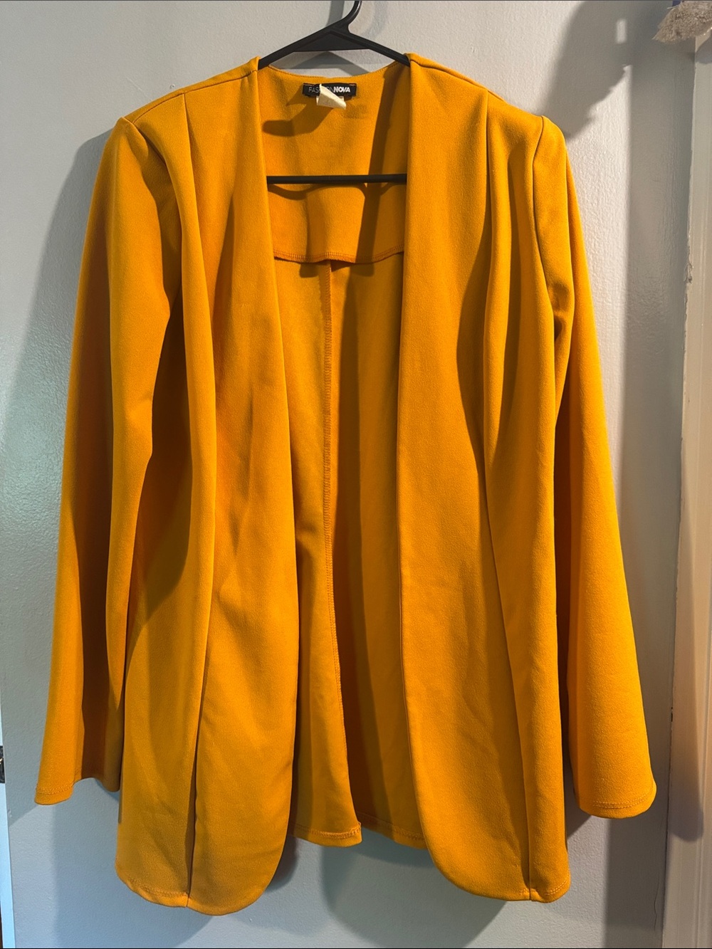 Women's Open Front Blazer Jacket - Mustard Yellow